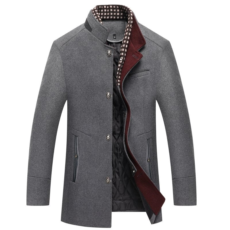 Men’s Stand Collar Long Coat