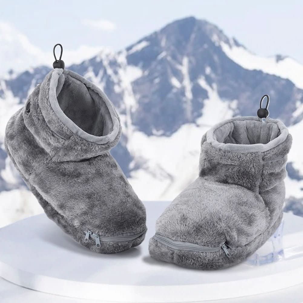 Chaussons bottines d’hiver chauffants en peluche