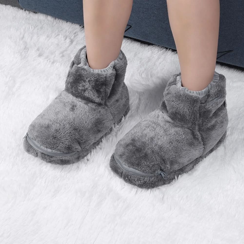 Chaussons bottines d’hiver chauffants en peluche