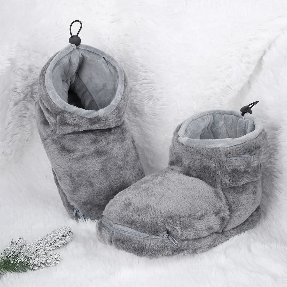 Chaussons bottines d’hiver chauffants en peluche