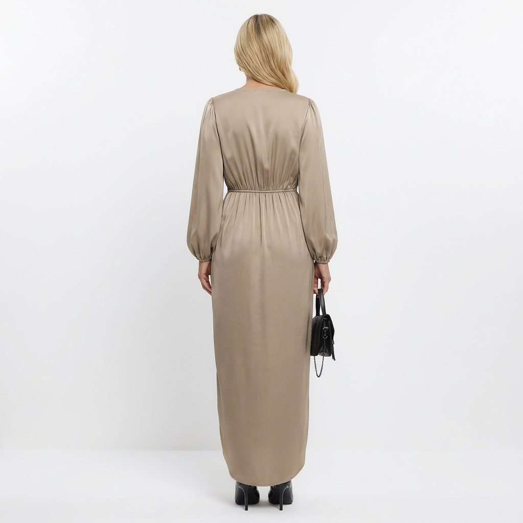 Robe midi portefeuille drapée pour femme