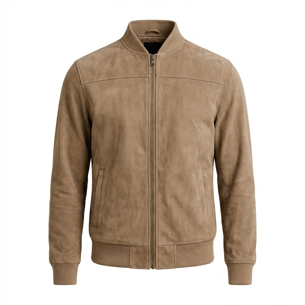 Men's Classic Suede Bomber Jacket