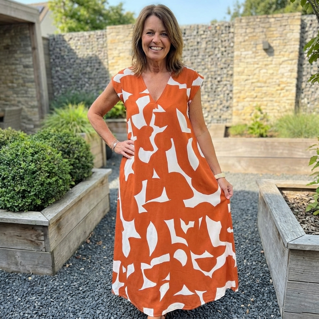 Robe midi pour femme à imprimé abstrait