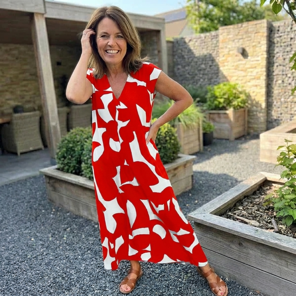 Robe midi pour femme à imprimé abstrait