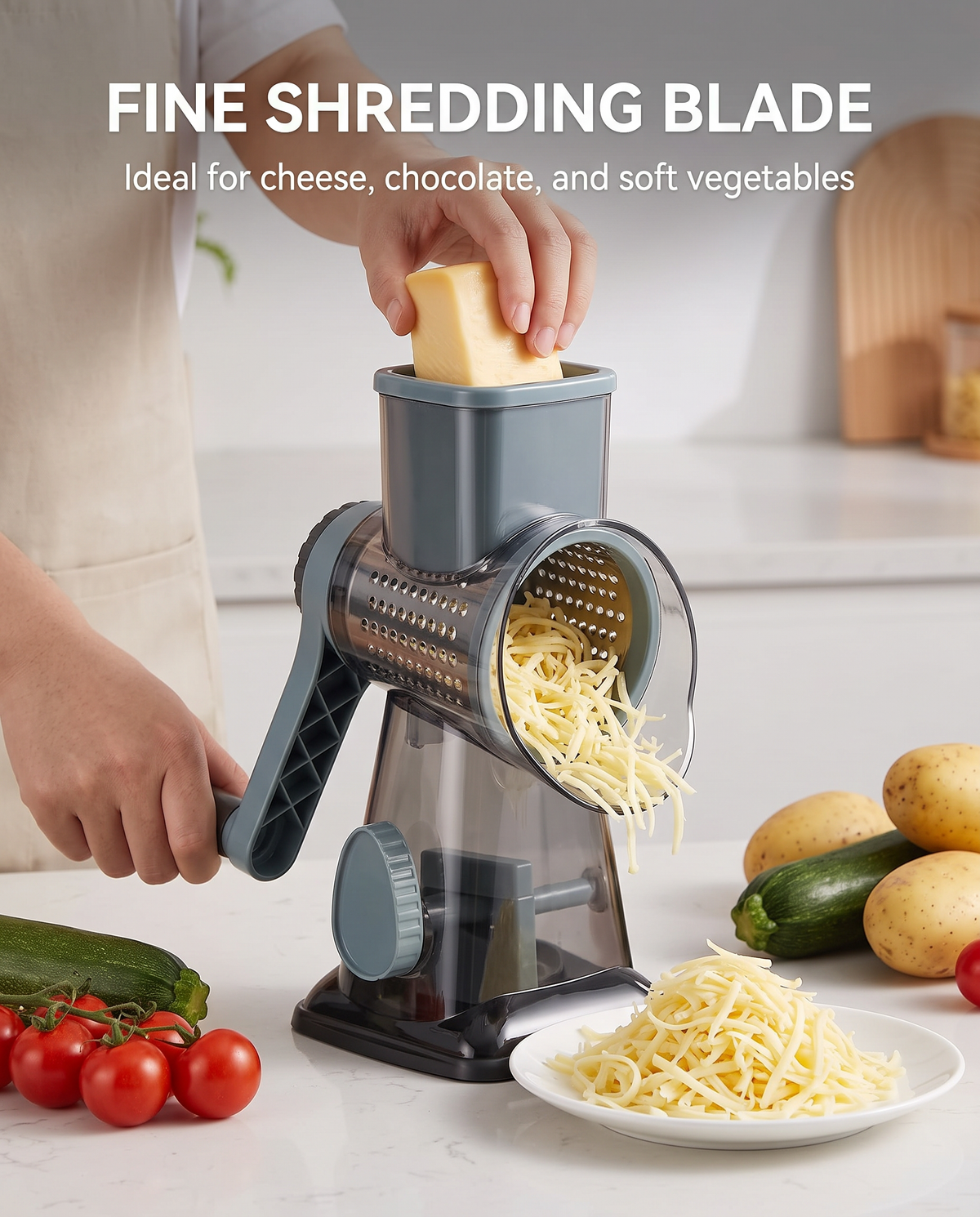 3-in-1-Drehreibe mit Saugnapf