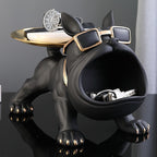Decorative Bulldog Storage Organizer with Open Mouth Compartment and Display Tray