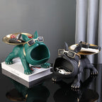Decorative Bulldog Storage Organizer with Open Mouth Compartment and Display Tray