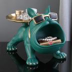 Decorative Bulldog Storage Organizer with Open Mouth Compartment and Display Tray