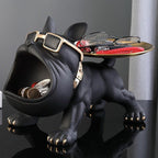 Decorative Bulldog Storage Organizer with Open Mouth Compartment and Display Tray