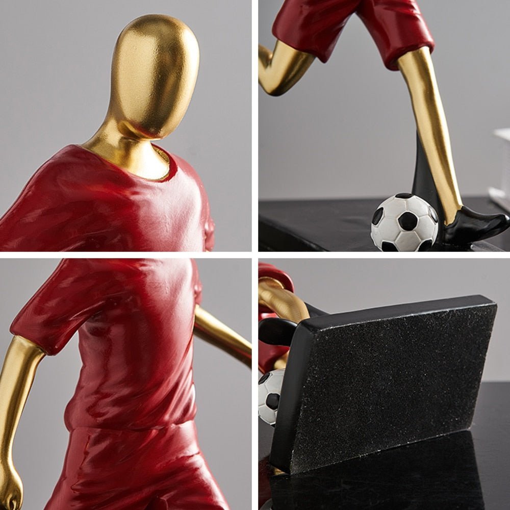 Sculture di calciatori atletici per un arredamento moderno ispirato allo sport