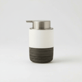 Dispenser di sapone liquido in stile ceramica scanalata con corpo cilindrico e pompa