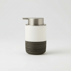 Dispenser di sapone liquido in stile ceramica scanalata con corpo cilindrico e pompa