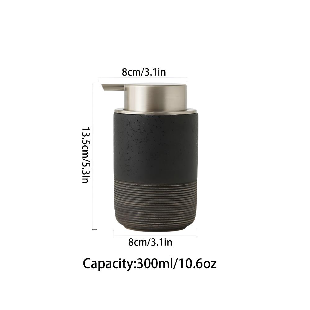 Dispenser di sapone liquido in stile ceramica scanalata con corpo cilindrico e pompa
