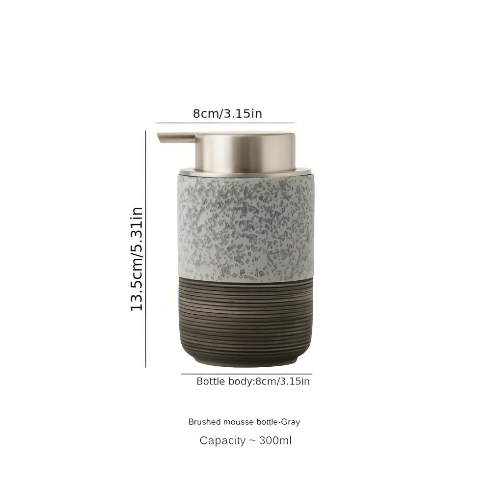 Dispenser di sapone liquido in stile ceramica scanalata con corpo cilindrico e pompa