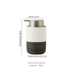Dispenser di sapone liquido in stile ceramica scanalata con corpo cilindrico e pompa