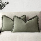 Textured Decorative Cushion Cover with Fringed Edges