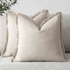 Textured Decorative Cushion Cover with Fringed Edges