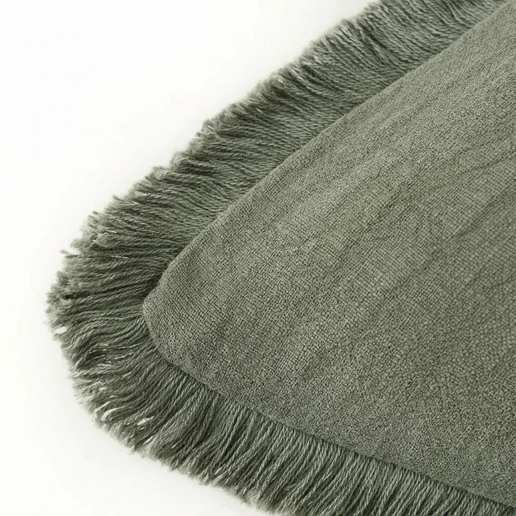 Textured Decorative Cushion Cover with Fringed Edges