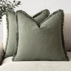 Textured Decorative Cushion Cover with Fringed Edges