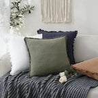 Textured Decorative Cushion Cover with Fringed Edges