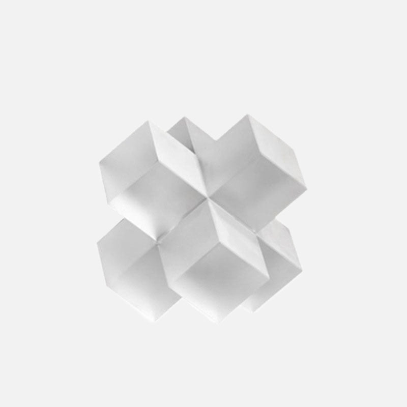 Geometric Abstract Sculpture Set with Faceted Shapes