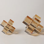 Geometric Abstract Sculpture Set with Faceted Shapes