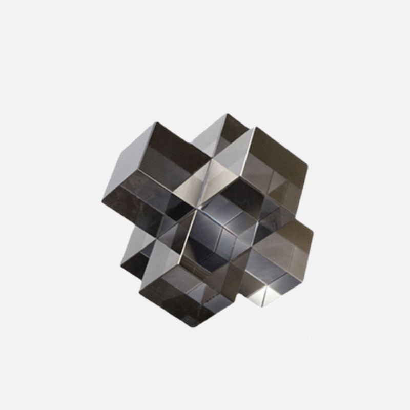 Geometric Abstract Sculpture Set with Faceted Shapes