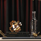 Geometric Abstract Sculpture Set with Faceted Shapes