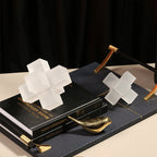 Geometric Abstract Sculpture Set with Faceted Shapes