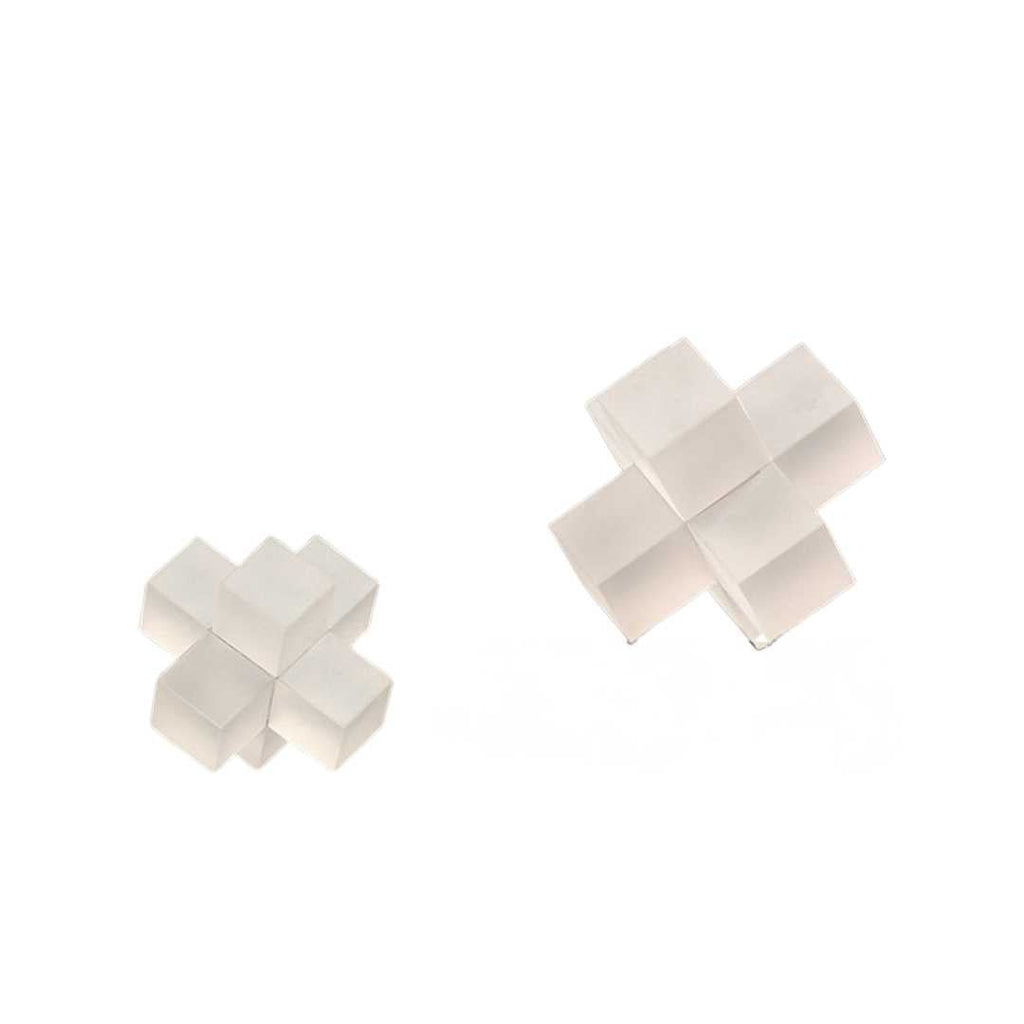 Geometric Abstract Sculpture Set with Faceted Shapes