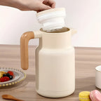 Insulated Stainless Steel Thermal Carafe with Wooden Handle
