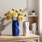 Textured Ceramic Vase with Curved Silhouette and Contemporary Sculpted Form