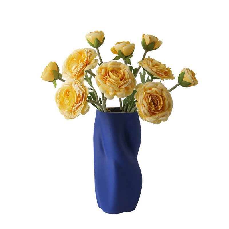 Textured Ceramic Vase with Curved Silhouette and Contemporary Sculpted Form