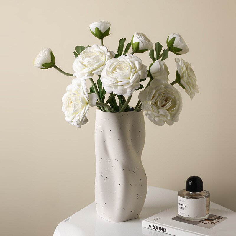 Textured Ceramic Vase with Curved Silhouette and Contemporary Sculpted Form
