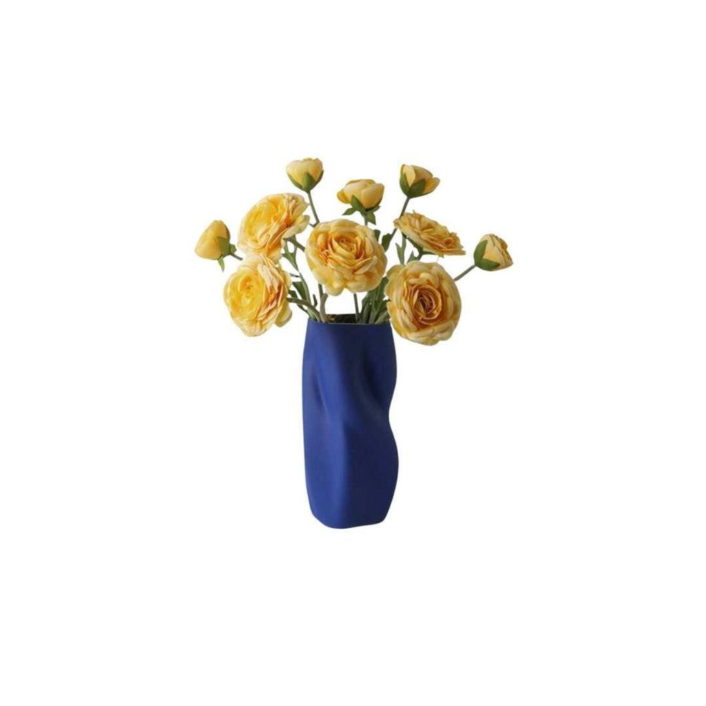 Textured Ceramic Vase with Curved Silhouette and Contemporary Sculpted Form