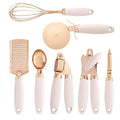 Küchenutensilien-Set, siebenteilig, in Roségold mit Silikongriffen