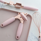 Küchenutensilien-Set, siebenteilig, in Roségold mit Silikongriffen