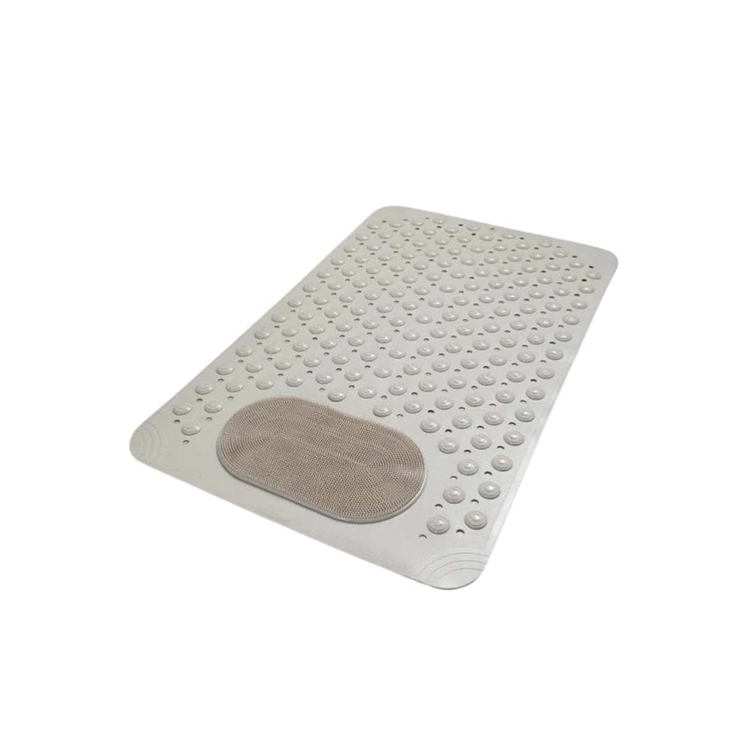 Tappetino da bagno antiscivolo con superficie testurizzata e scrubber per piedi integrato
