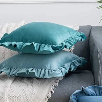 Fodera decorativa per cuscino con volant e bordi arricciati