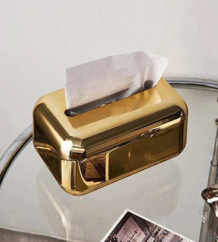 Metallinen nenäliinalaatikon suojus pyöristetyllä suorakulmaisella muotoilulla