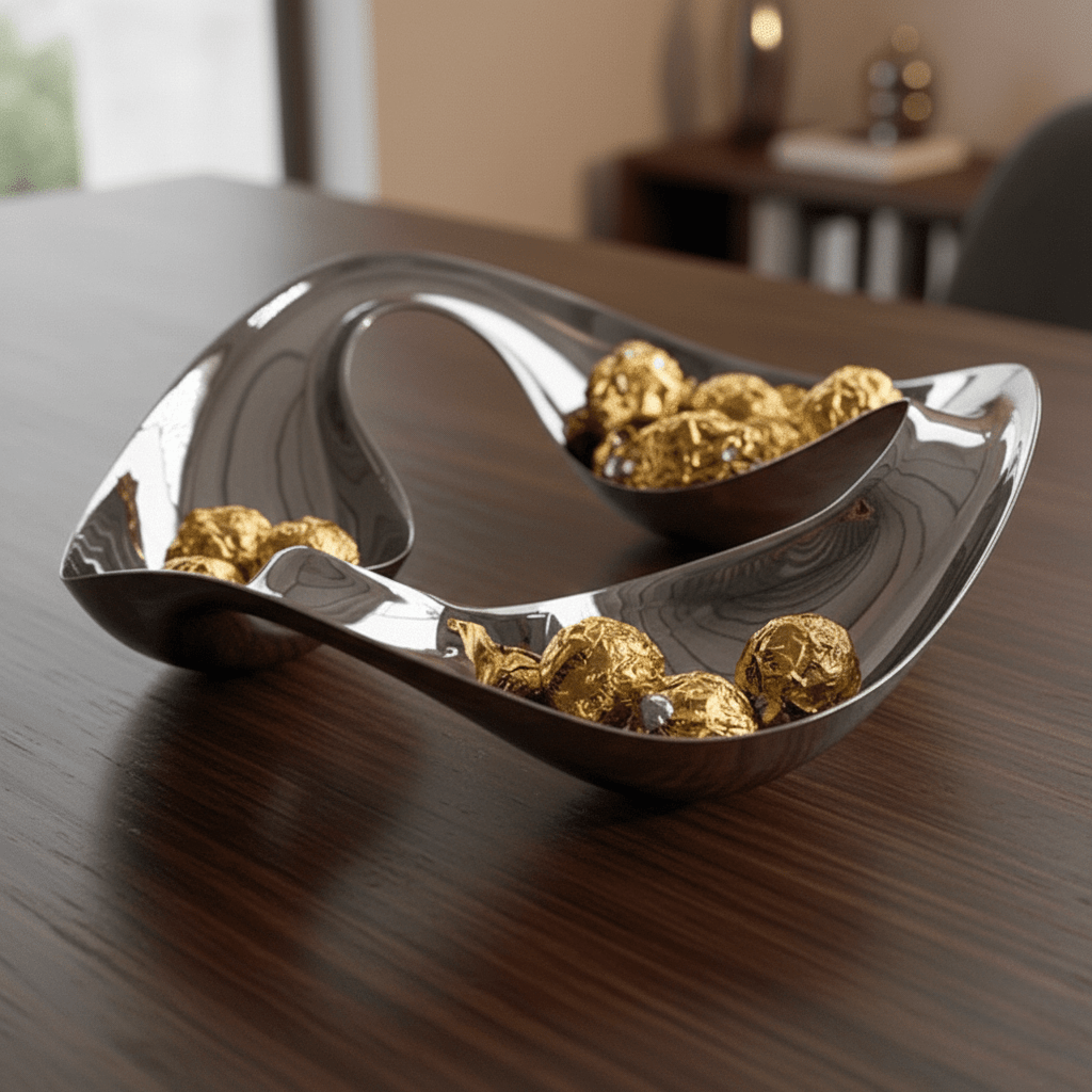 Skulpturel serveringsbakke i keramik med poleret, buet design