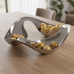 Skulpturel serveringsbakke i keramik med poleret, buet design