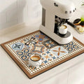 Tapis de séchage absorbant pour cuisine au motif rétro de carrelage, avec base antidérapante