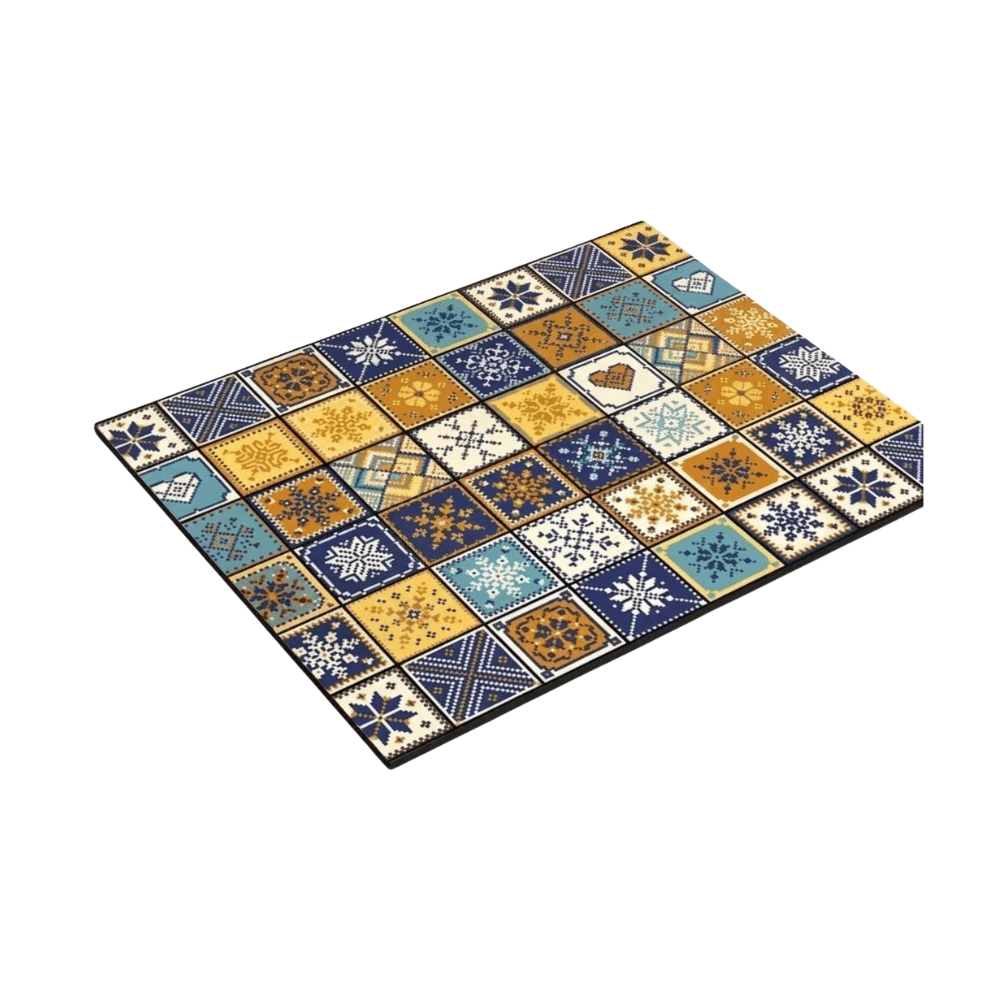 Tapis de séchage absorbant pour cuisine au motif rétro de carrelage, avec base antidérapante
