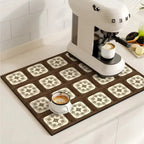 Tapis de séchage absorbant pour cuisine au motif rétro de carrelage, avec base antidérapante