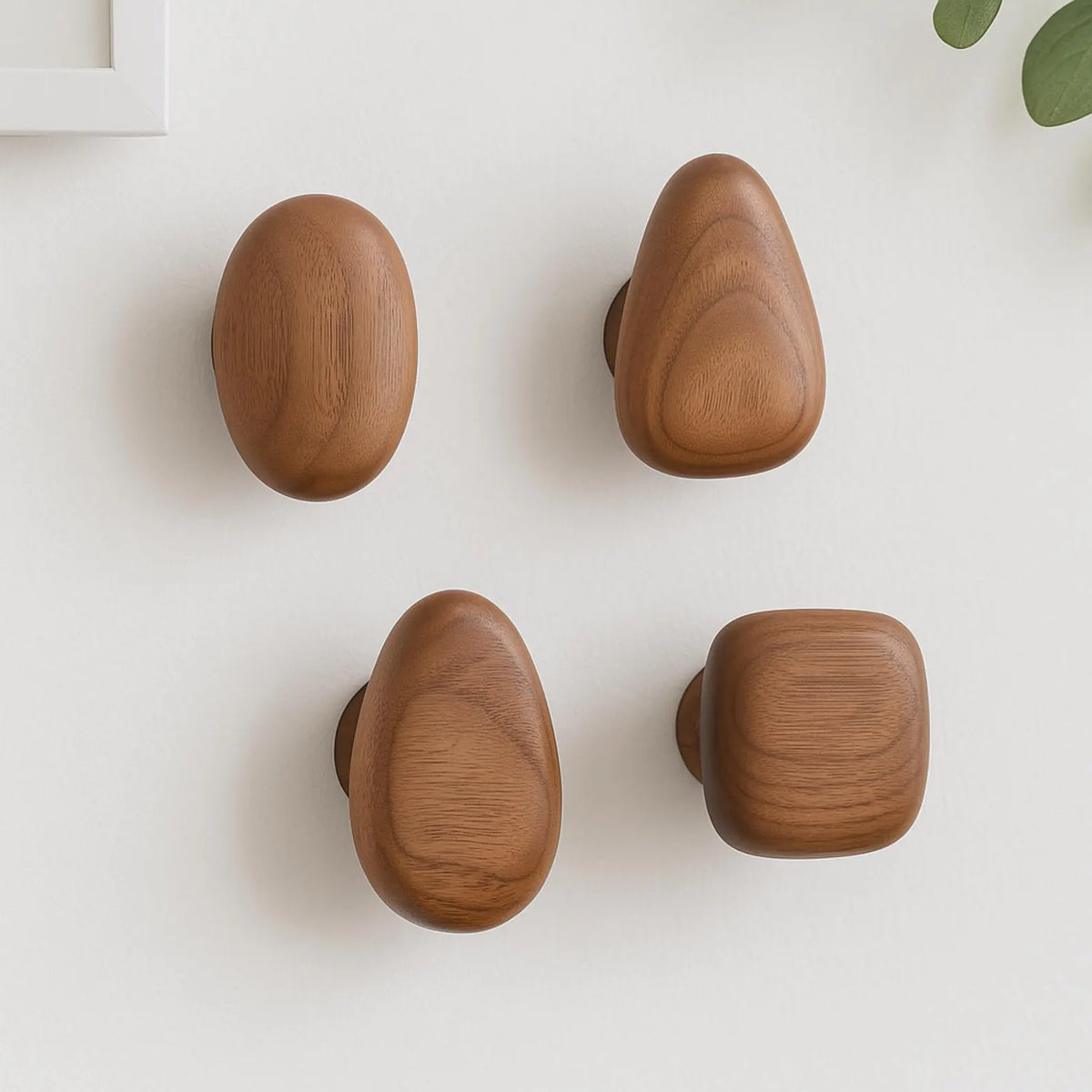 Natural Wooden Wall Hooks with Rounded Design
