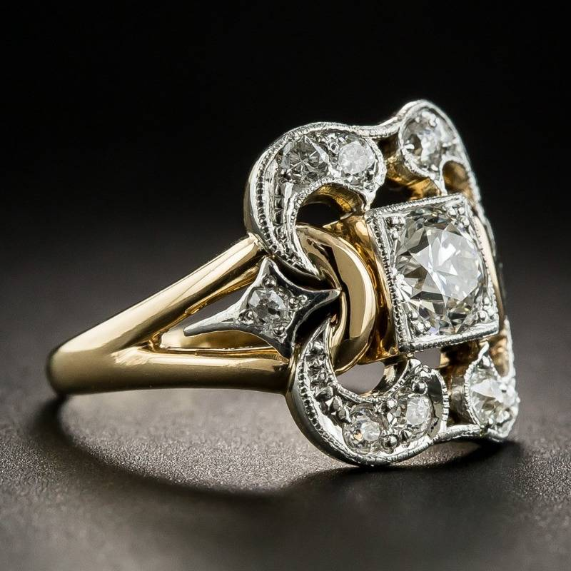 Anello statement da donna in cristallo bicolore