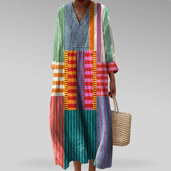 Women's Bohemian Chevron Maxi Dress