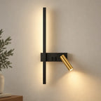 Lodret LED-væglampe til læsning med justerbar spotlampe