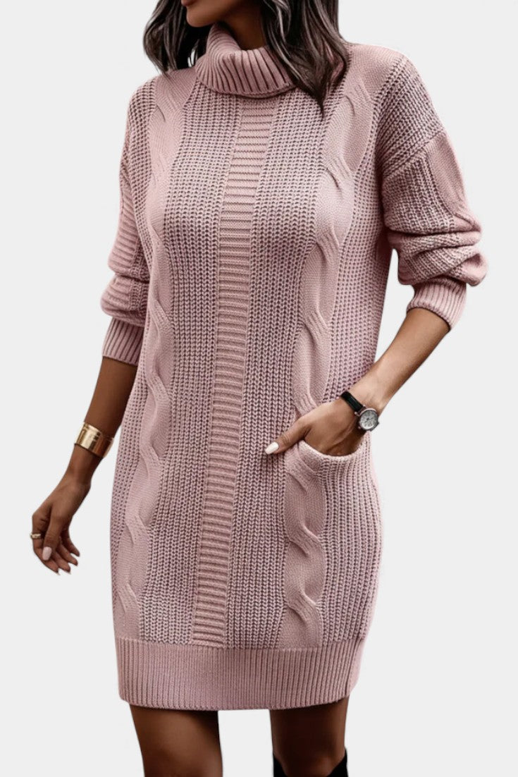 Women’s Cable Knit Turtleneck Dress